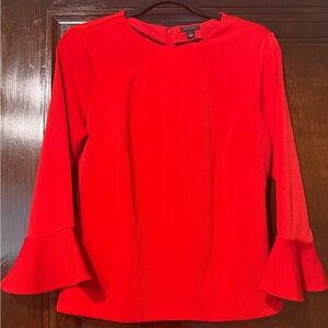 Ann Taylor Red Flared Sleeve Top